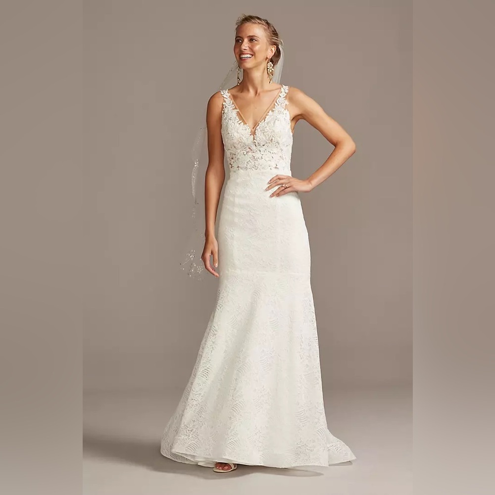 Melissa Sweet Floral Appliqué V-back Wedding Dress